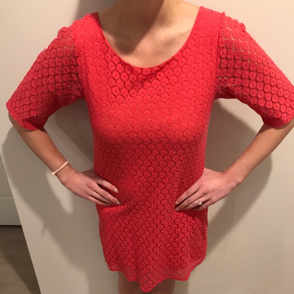 Coral lace boutique dress. Size small